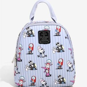 Loungefly Disney the Nightmare Before Christmas Cast Striped Mini Backpack